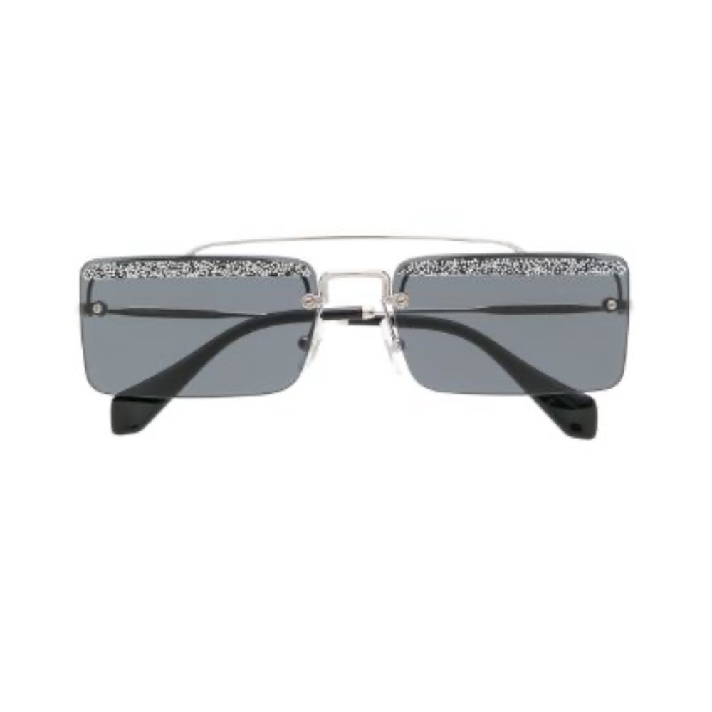 Miu Miu Sunglasses - Square Frame, Black Glitter - image 5